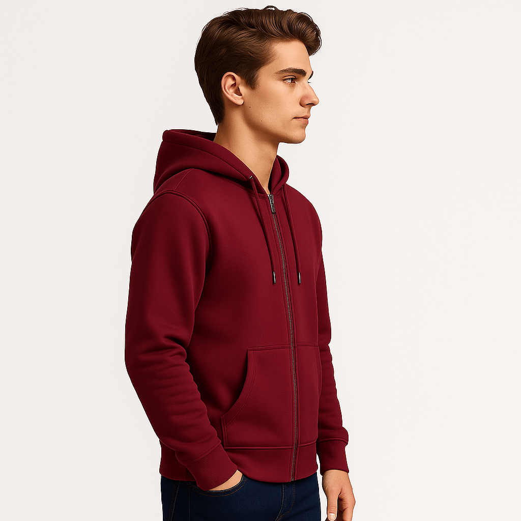 ZIPPERED HOODIE | BURGUNDY - Teestra