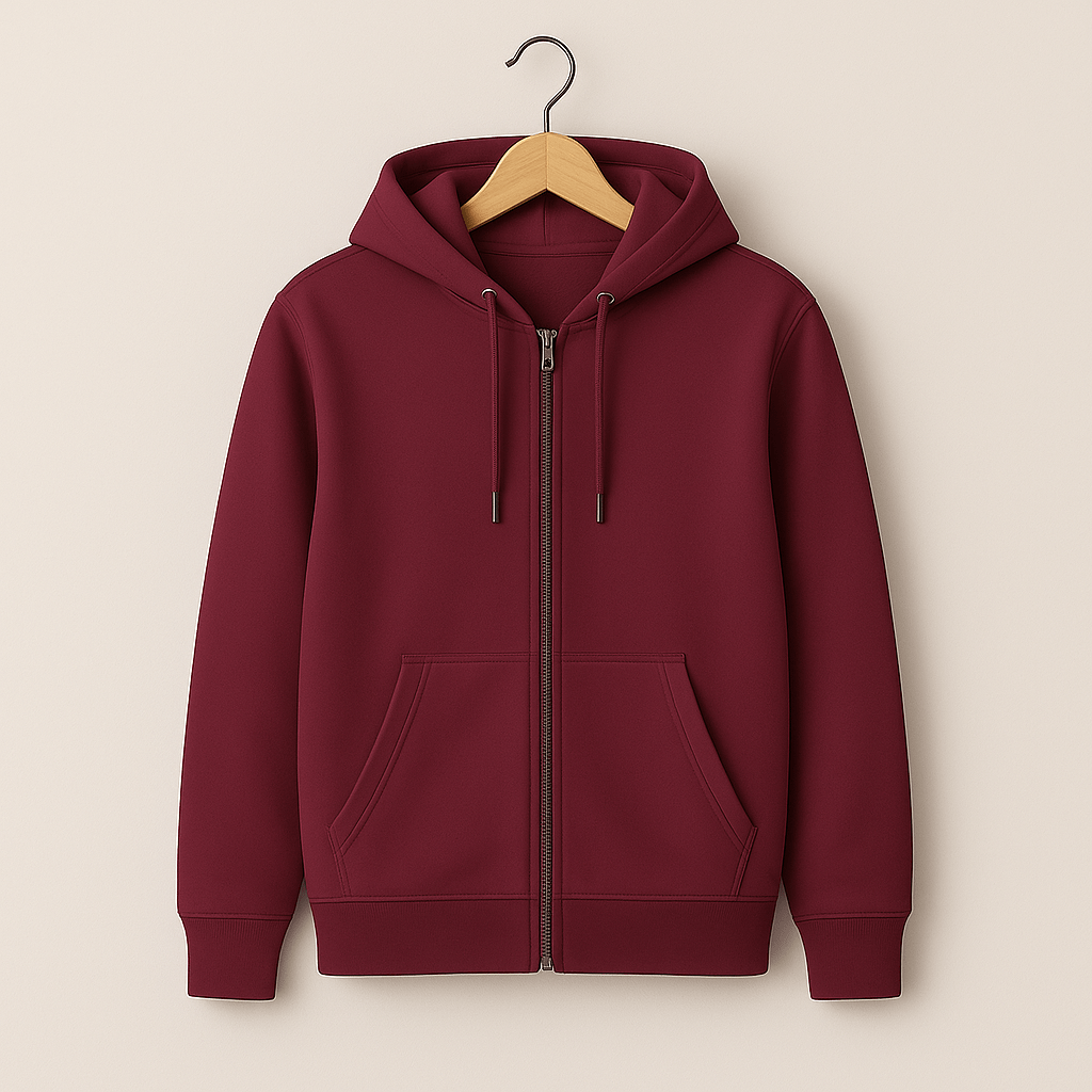 ZIPPERED HOODIE | BURGUNDY - Teestra