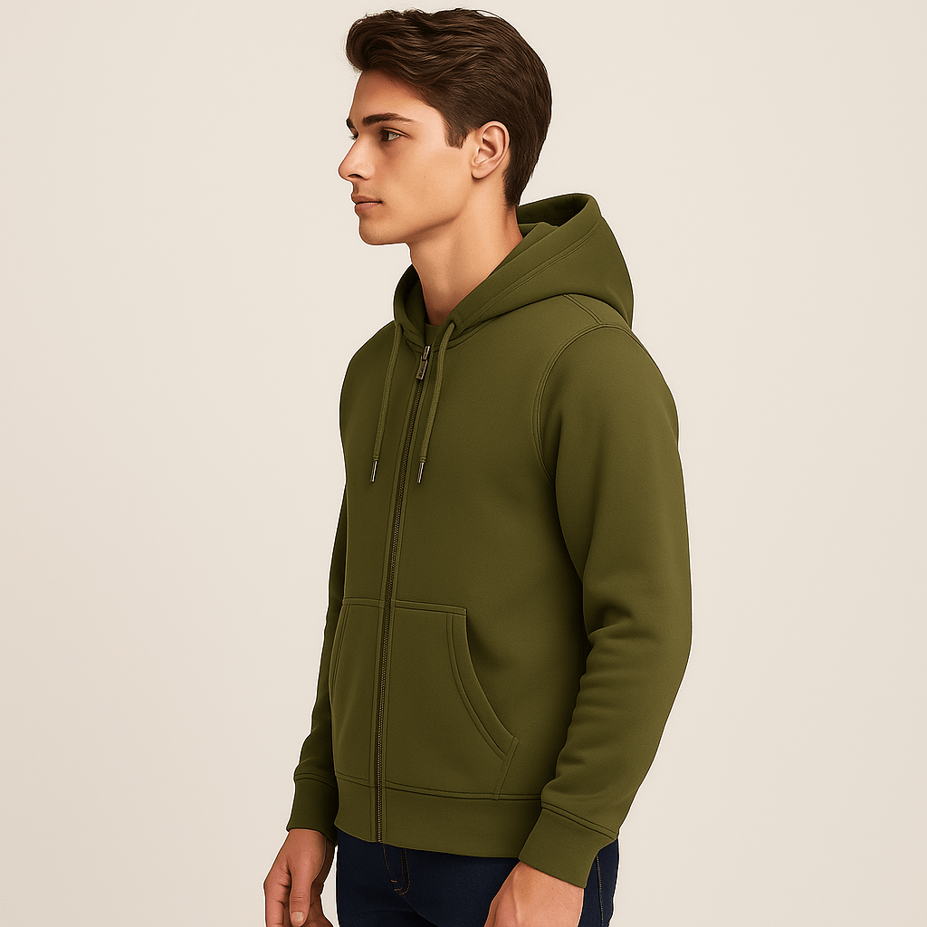 ZIPPERED HOODIE | OLIVE - Teestra