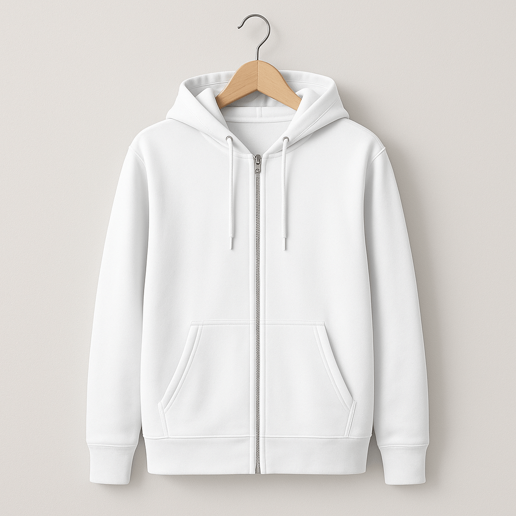 ZIPPERED HOODIE | WHITE - Teestra