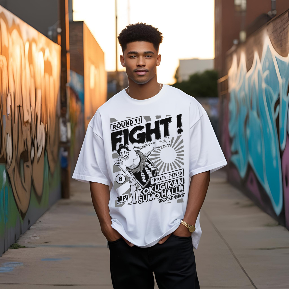 Oversized Tee | 180G | Men | Fight | White