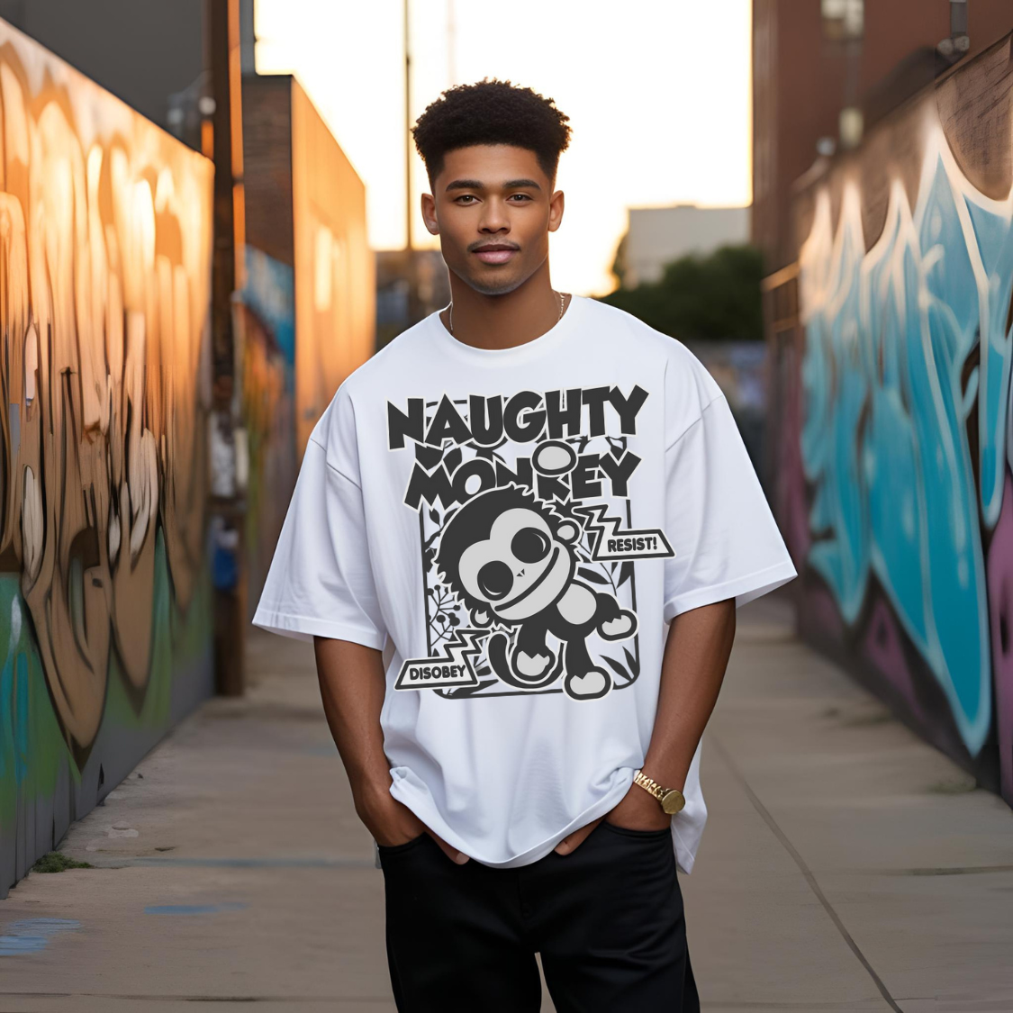 Oversized Tee | 180G | Men | Naughty | White