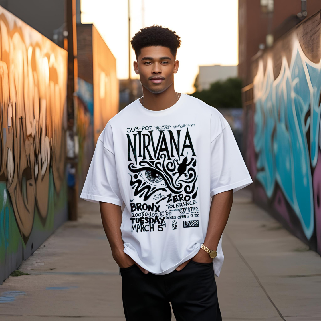 Oversized Tee | 180G | Men | Nirvana | White