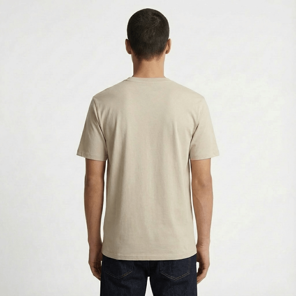 Beige Plain Round Neck Tshirt - Teestra