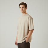Beige Plain Round Neck Tshirt