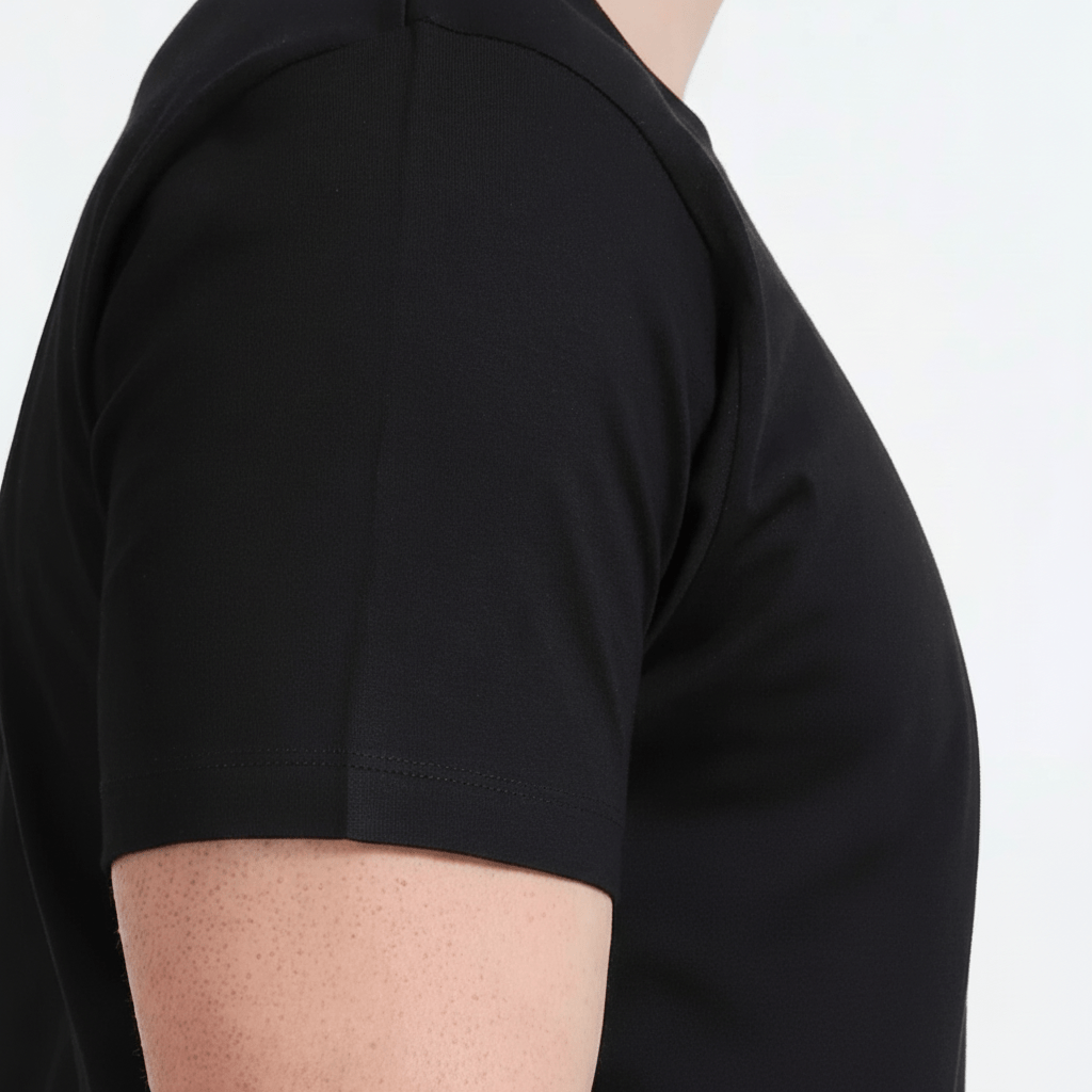Black Plain Round Neck Tshirt - Teestra