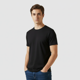 Black Plain Round Neck Tshirt