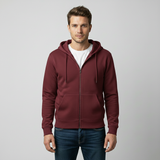 Zippered Hoodie | Burgundy