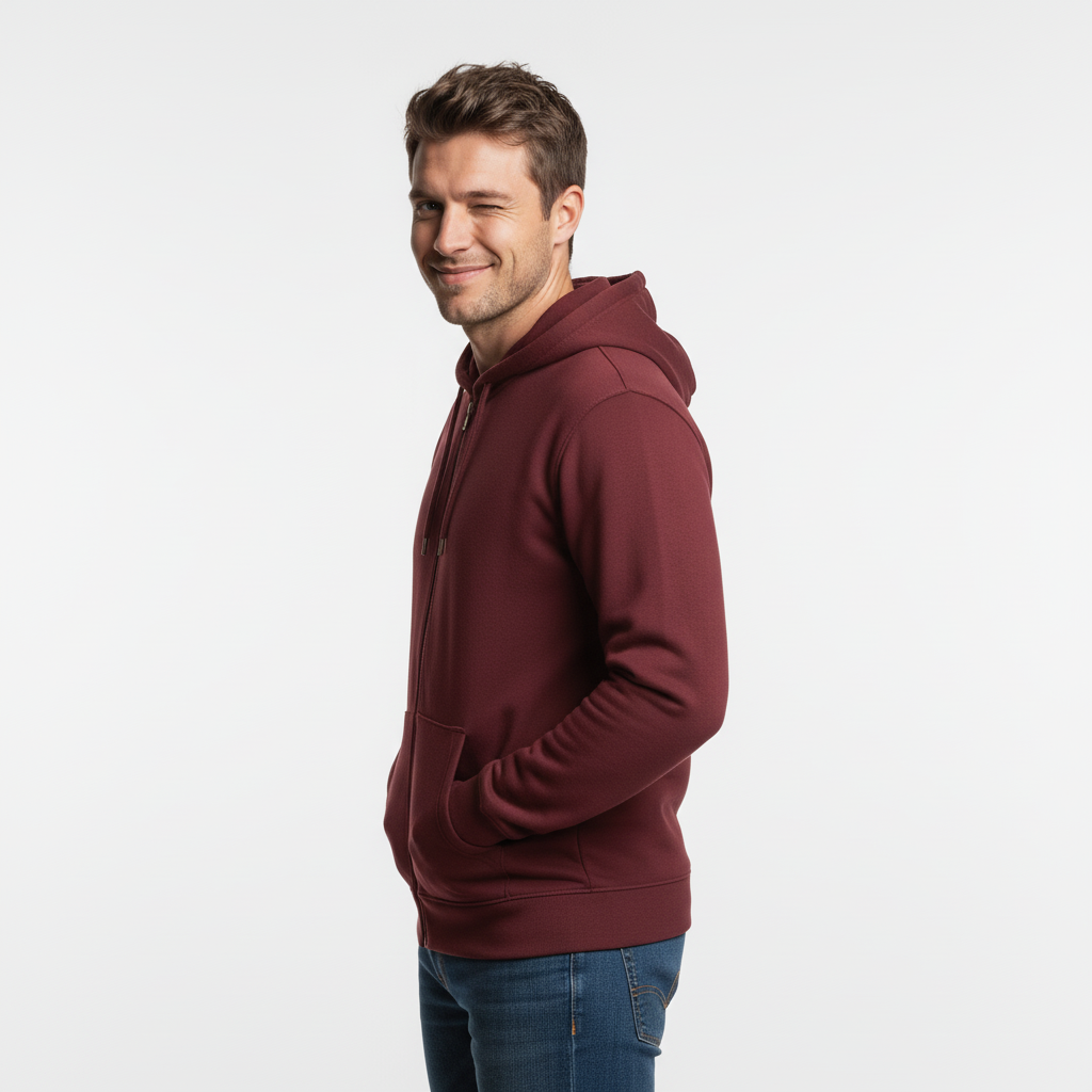 Zippered Hoodie | Burgundy