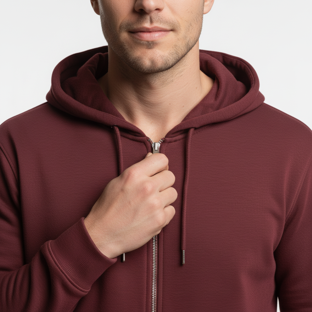 Zippered Hoodie | Burgundy