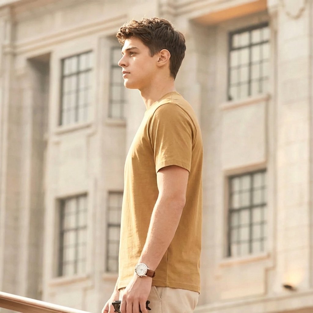 Camel Plain Round Neck Tshirt - Teestra