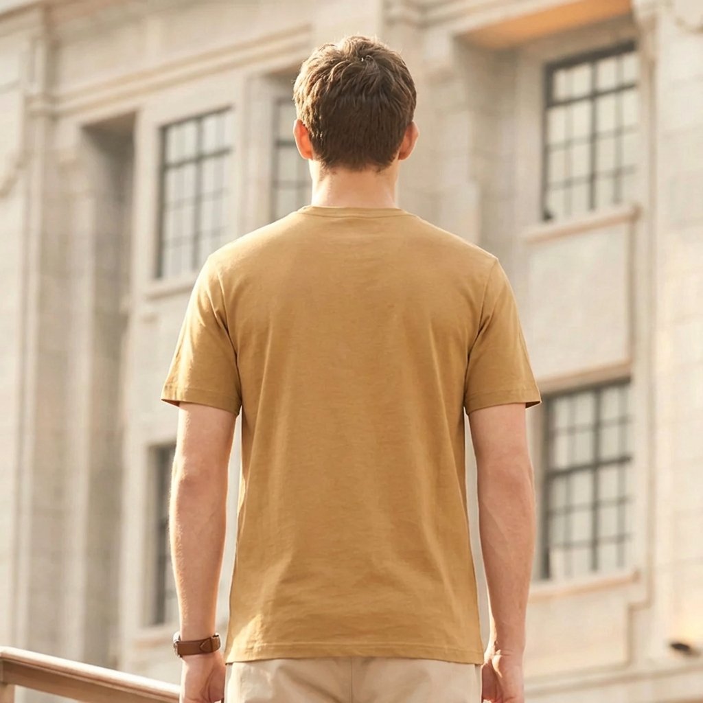 Camel Plain Round Neck Tshirt - Teestra