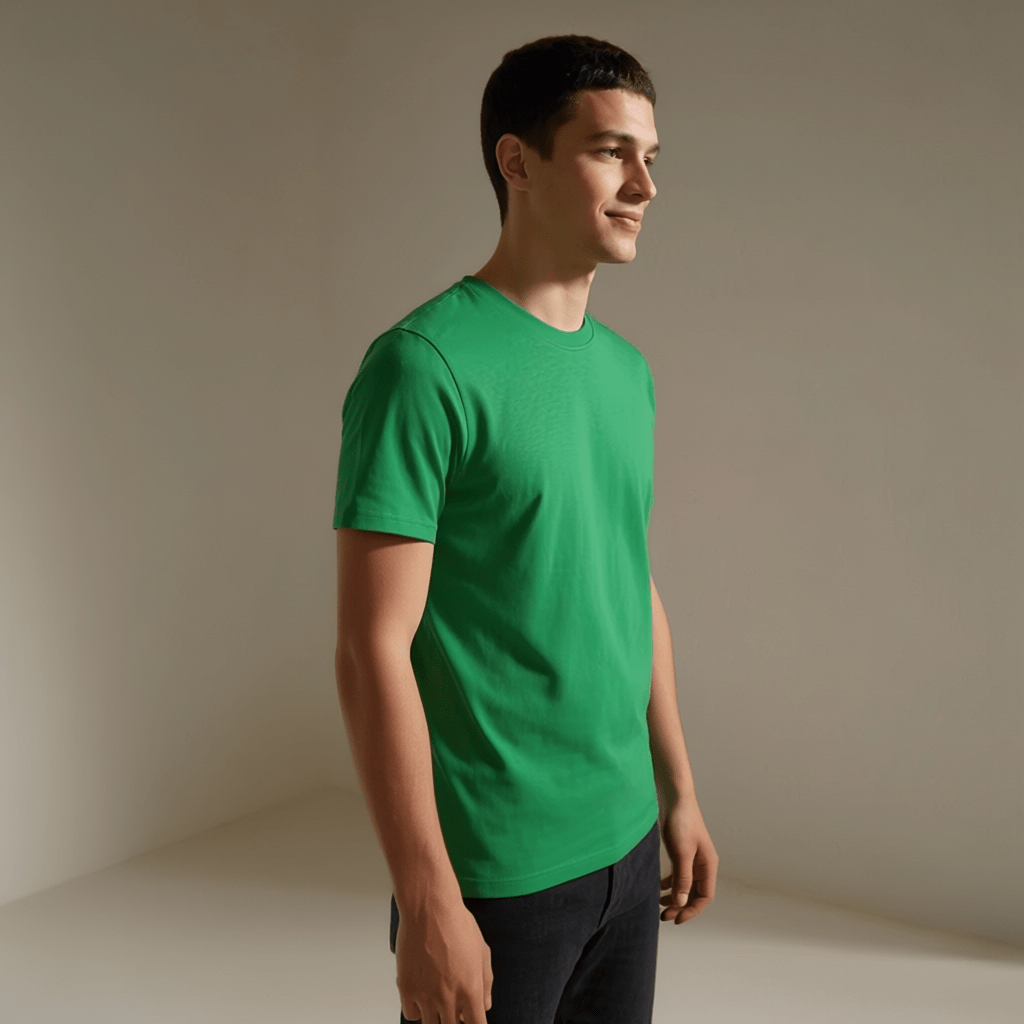 Emerald Green Plain Round Neck Tshirt - Teestra