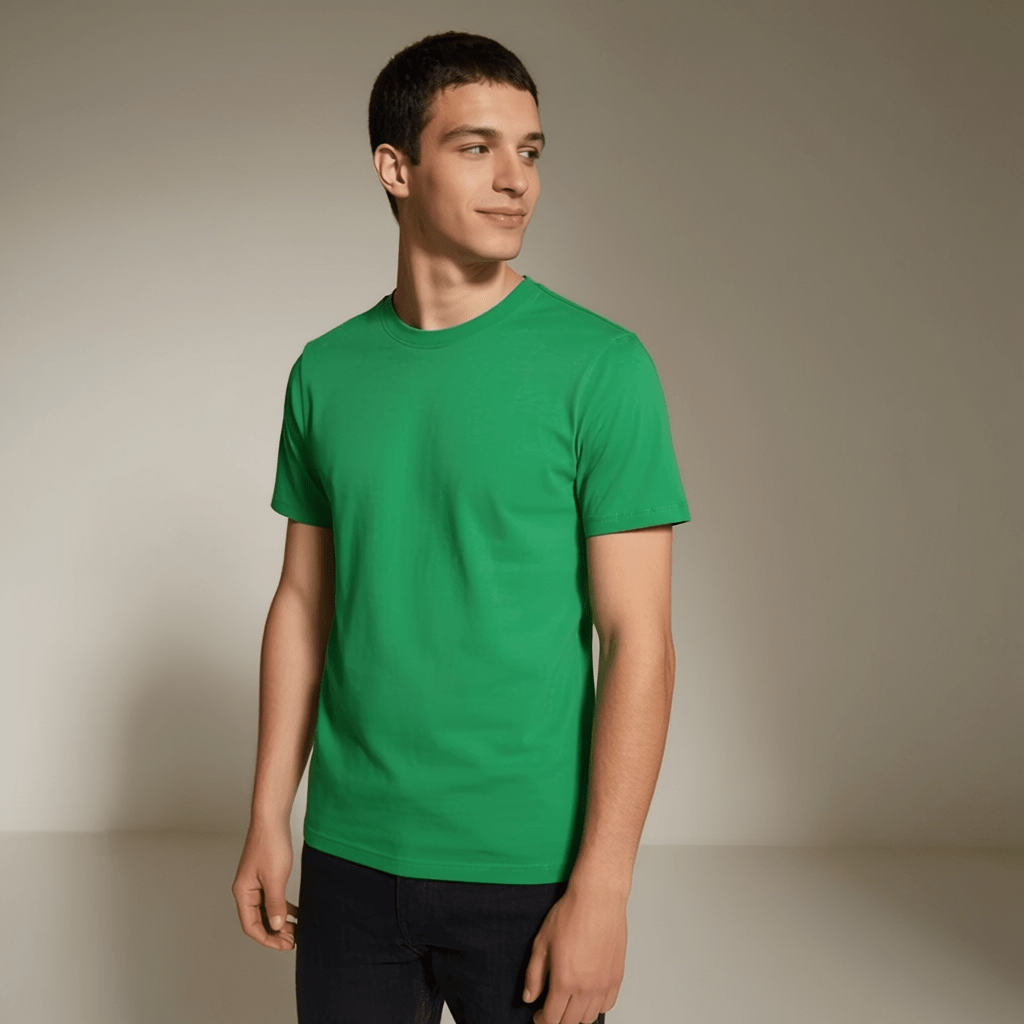 Emerald Green Plain Round Neck Tshirt - Teestra