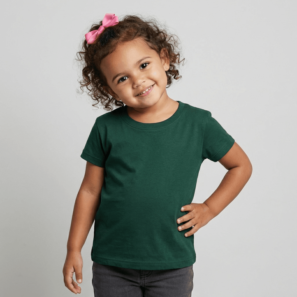 Green Cotton T-Shirt for Girls - Soft & Trendy Tees for Kids - Teestra