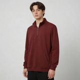 Burgundy Half Zipper Fleece Jacket