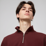 Burgundy Half Zipper Fleece Jacket