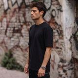 Heavy Gauge Oversized Black Solid T-Shirt | 240 GSM Thick Cotton - Teestra