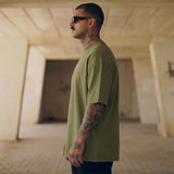 Heavy Gauge Oversized Olive Solid T-Shirt | 240 GSM Thick Cotton - Teestra