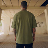 Heavy Gauge Oversized Olive Solid T-Shirt | 240 GSM Thick Cotton - Teestra