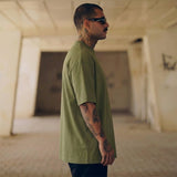 Heavy Gauge Oversized Olive Solid T-Shirt | 240 GSM Thick Cotton - Teestra