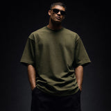 Heavy Gauge Oversized Olive Solid T-Shirt | 240 GSM Thick Cotton - Teestra