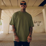 Heavy Gauge Oversized Olive Solid T-Shirt | 240 GSM Thick Cotton - Teestra