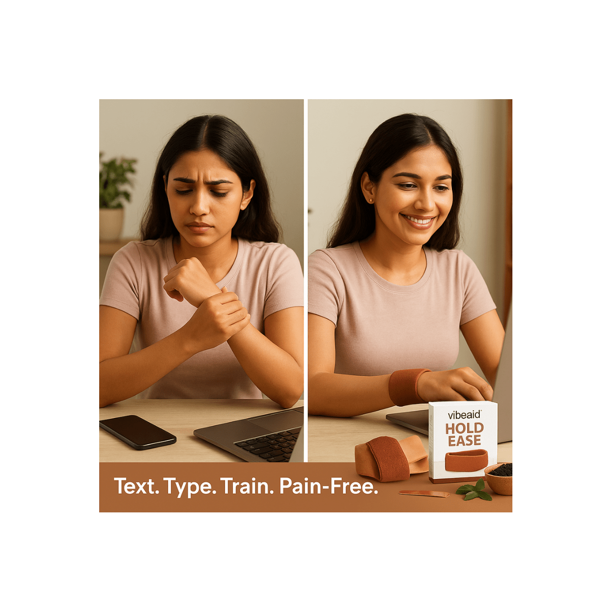 HoldEase Copper Coated Natural Pain Relief Wrist Band - Teestra