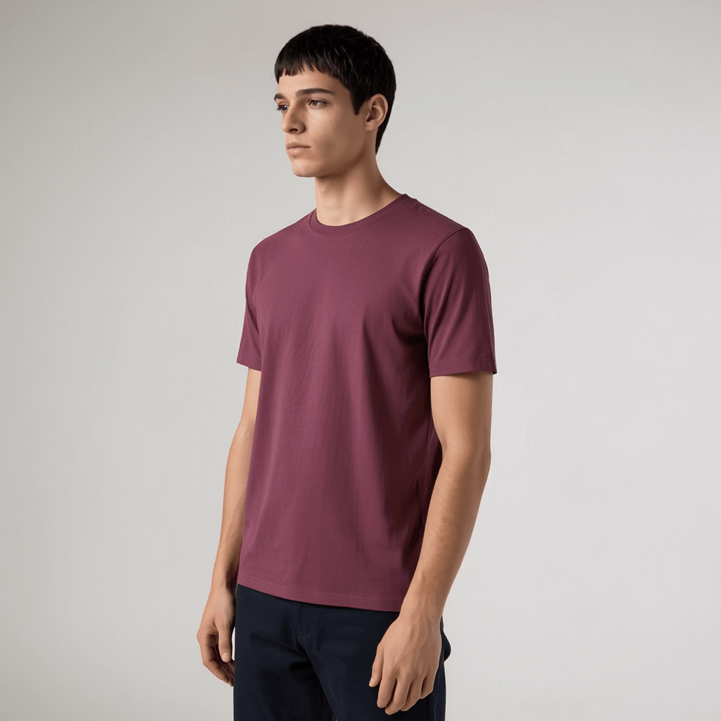 Maroon Plain Round Neck Tshirt - Teestra