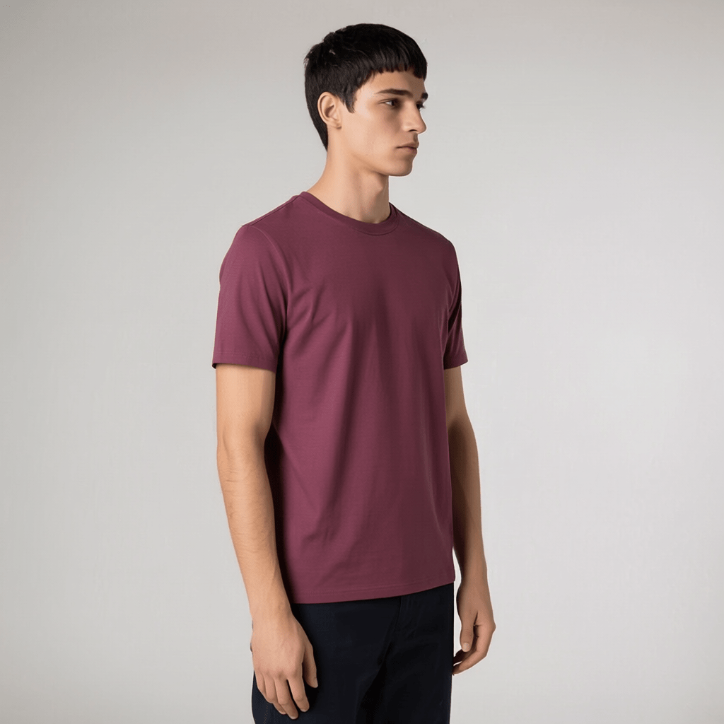 Maroon Plain Round Neck Tshirt - Teestra