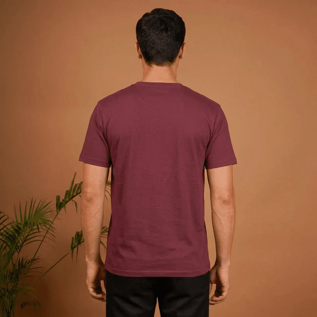 Maroon Plain Round Neck Tshirt - Teestra