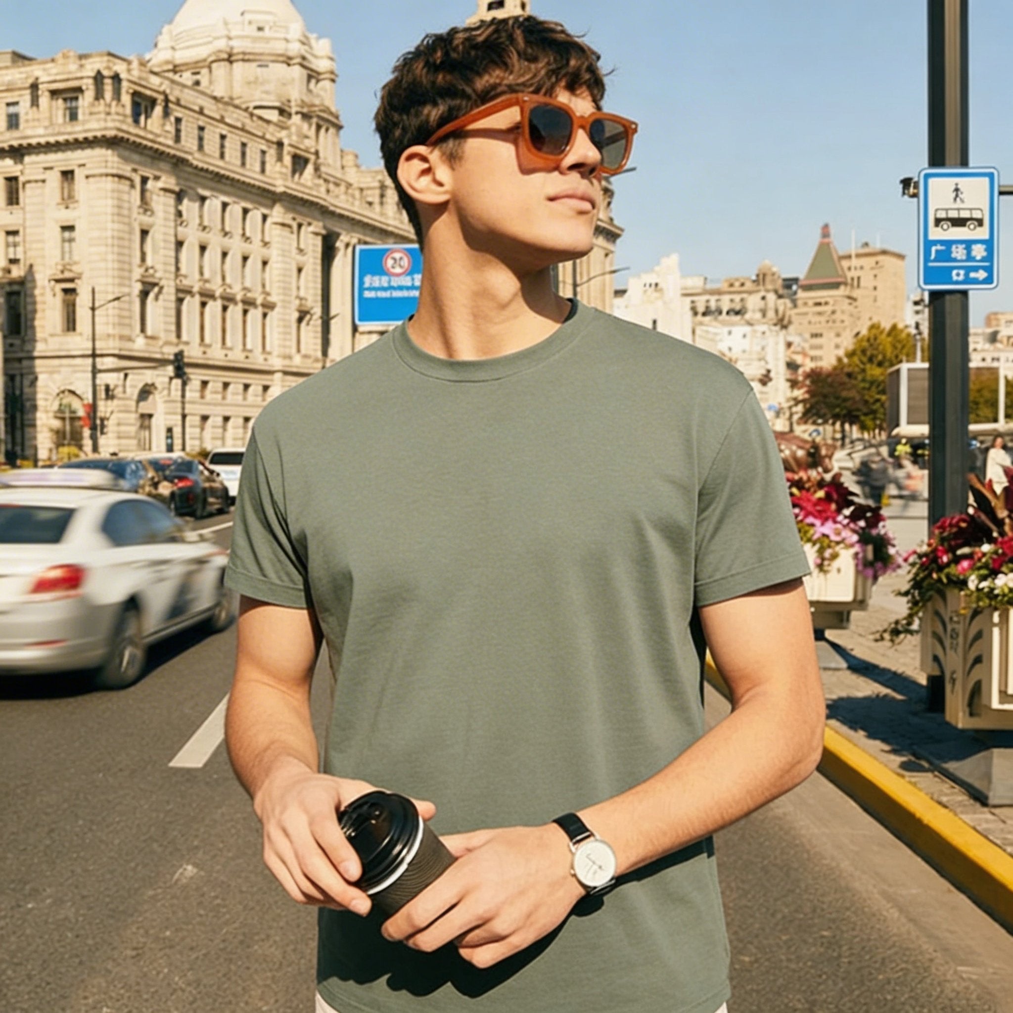 Moss Plain Round Neck Tshirt - Teestra