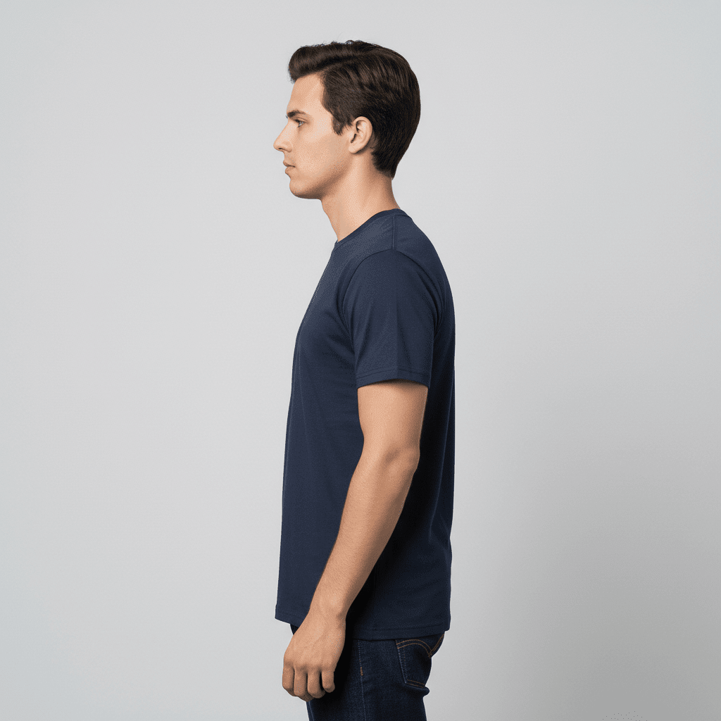 Navy Plain Round Neck Tshirt - Teestra