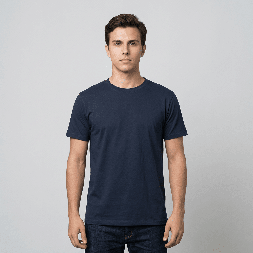 Navy Plain Round Neck Tshirt - Teestra