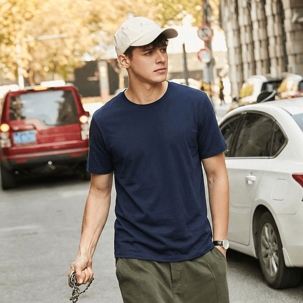 Navy Plain Round Neck Tshirt - Teestra