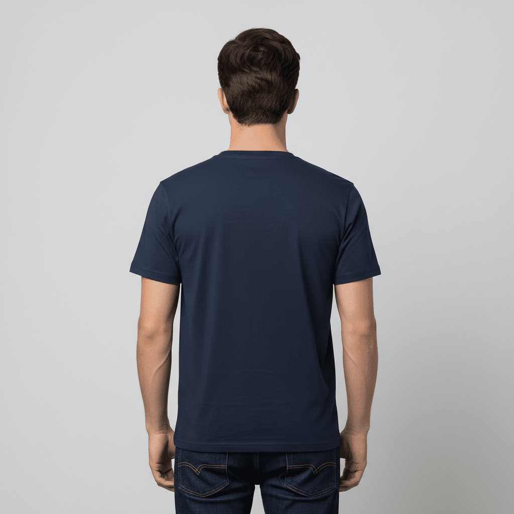 Navy Plain Round Neck Tshirt - Teestra
