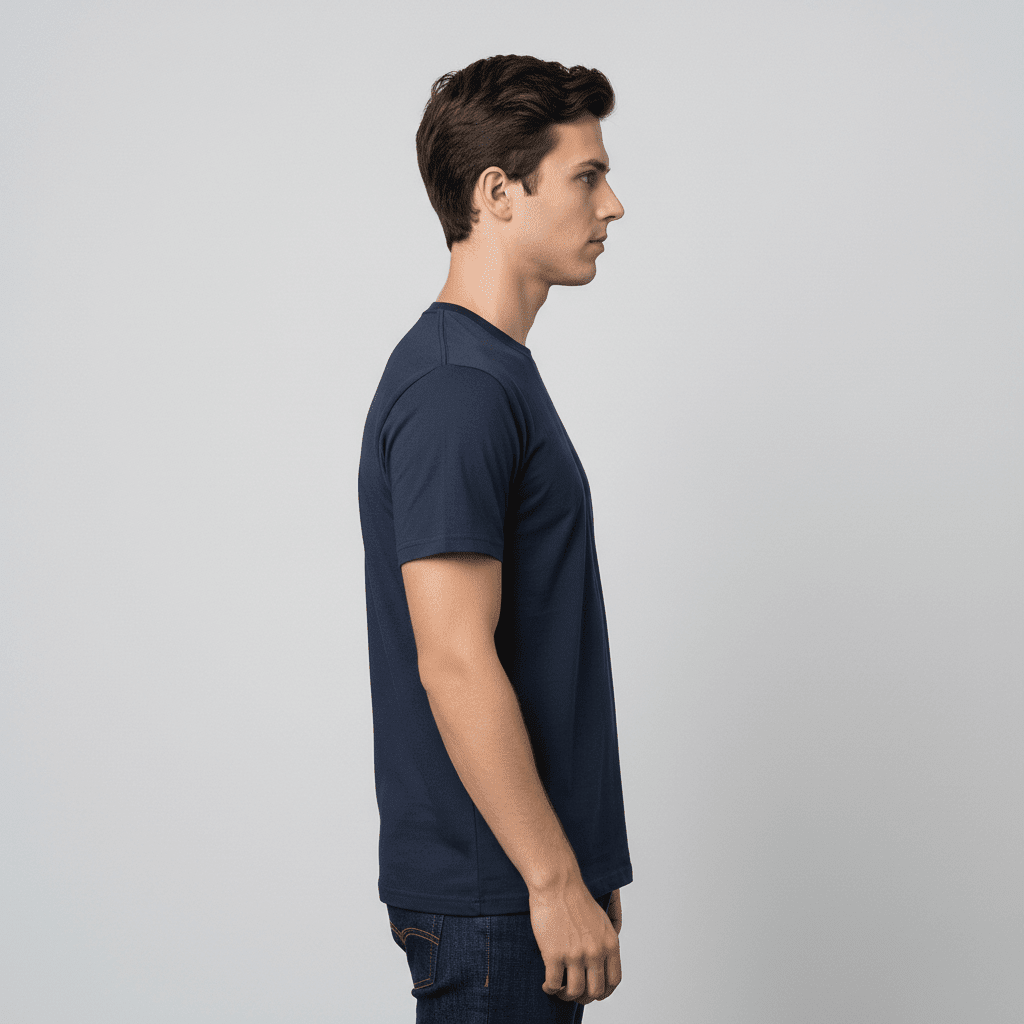 Navy Plain Round Neck Tshirt - Teestra