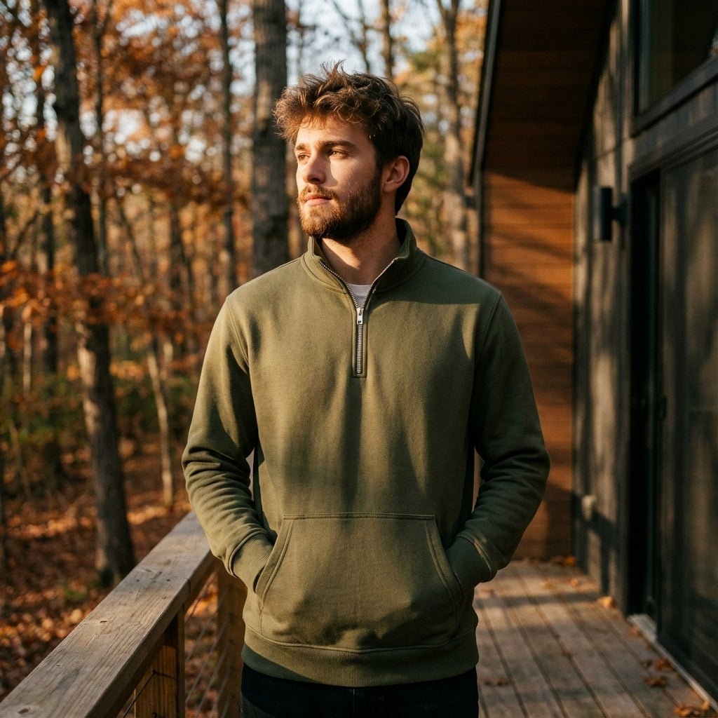 Olive Half Zipper Fleece Jacket - Teestra