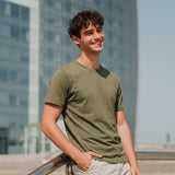 Olive Plain Round Neck Tshirt - Teestra