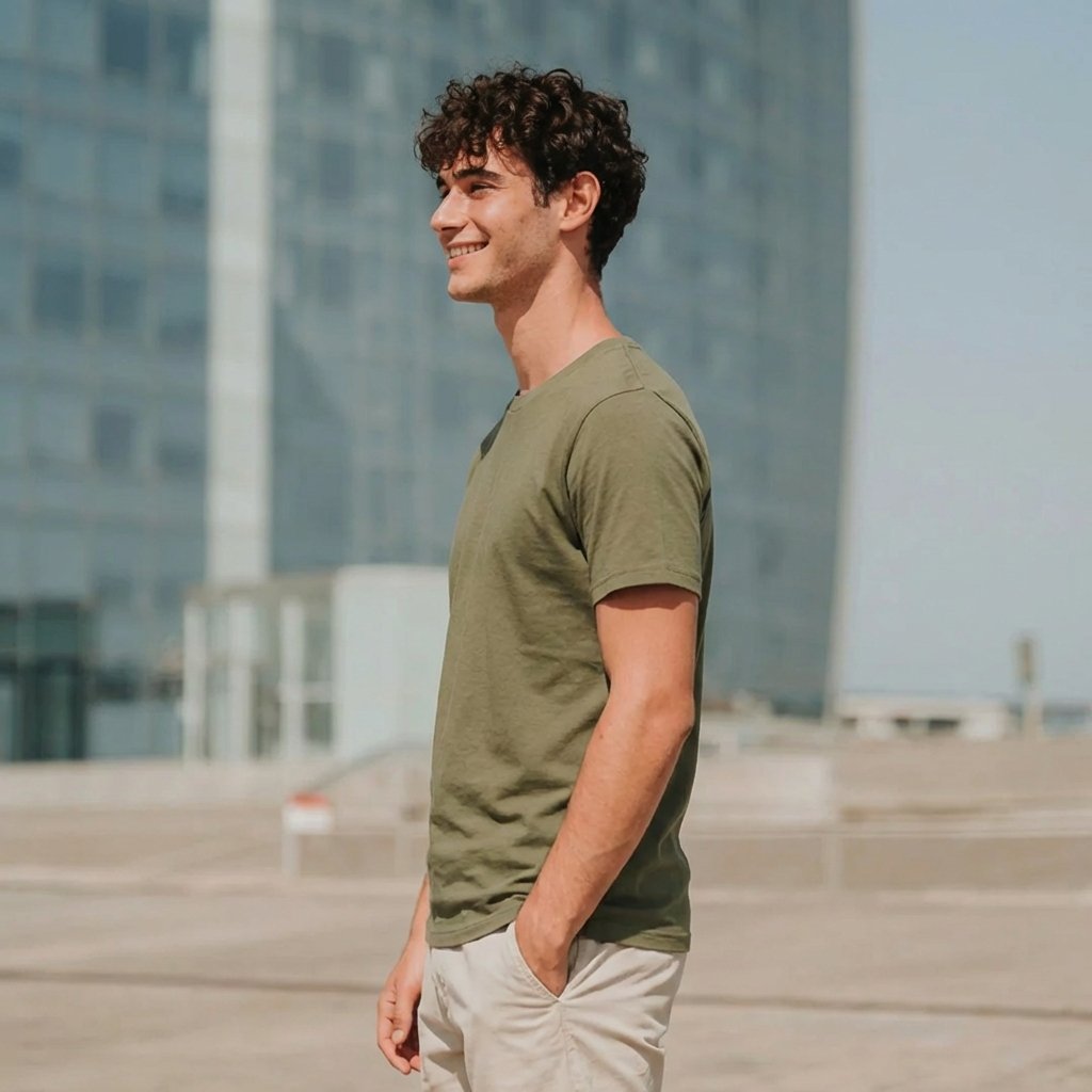 Olive Plain Round Neck Tshirt