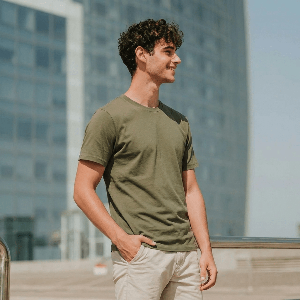 Olive Plain Round Neck Tshirt