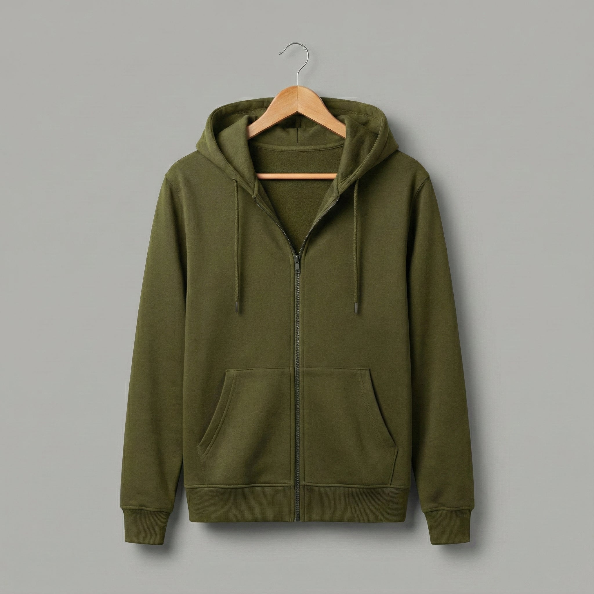 Zippered Hoodie | Olive