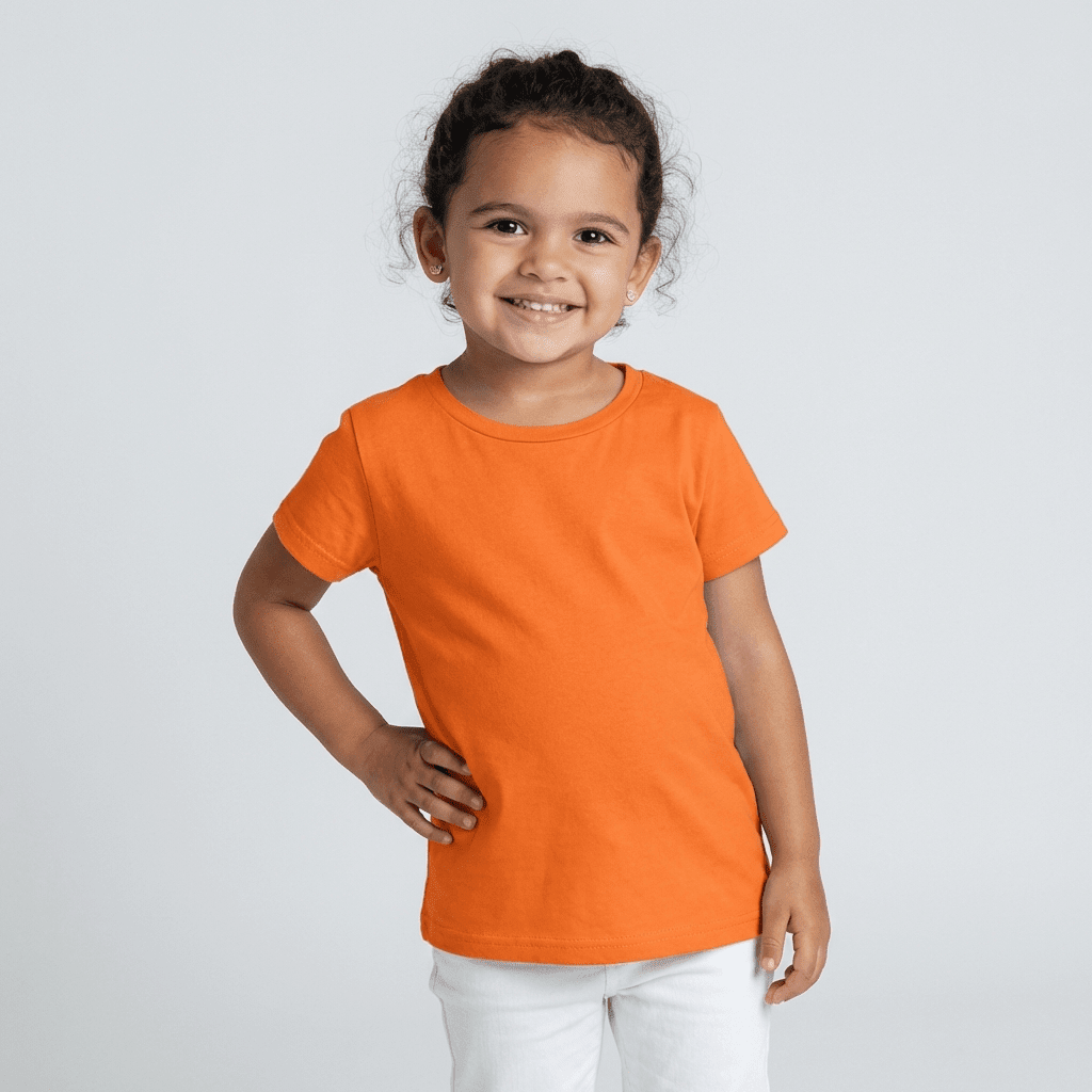Orange Cotton T-Shirt for Girls - Soft & Trendy Tees for Kids - Teestra