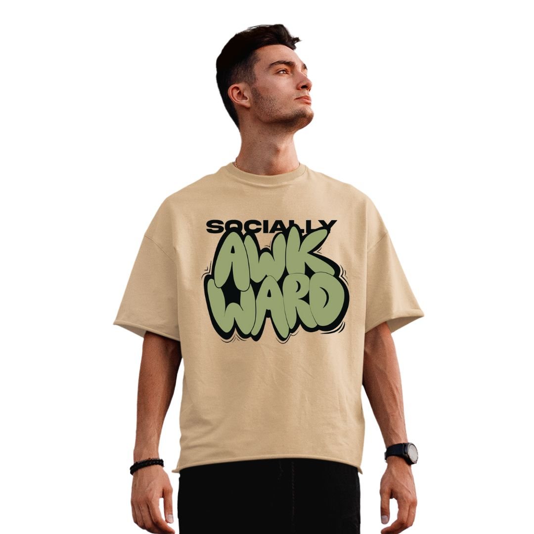 OVERSIZED | MEN | CAMEL | SOCIALLY AWKWARD - Teestra