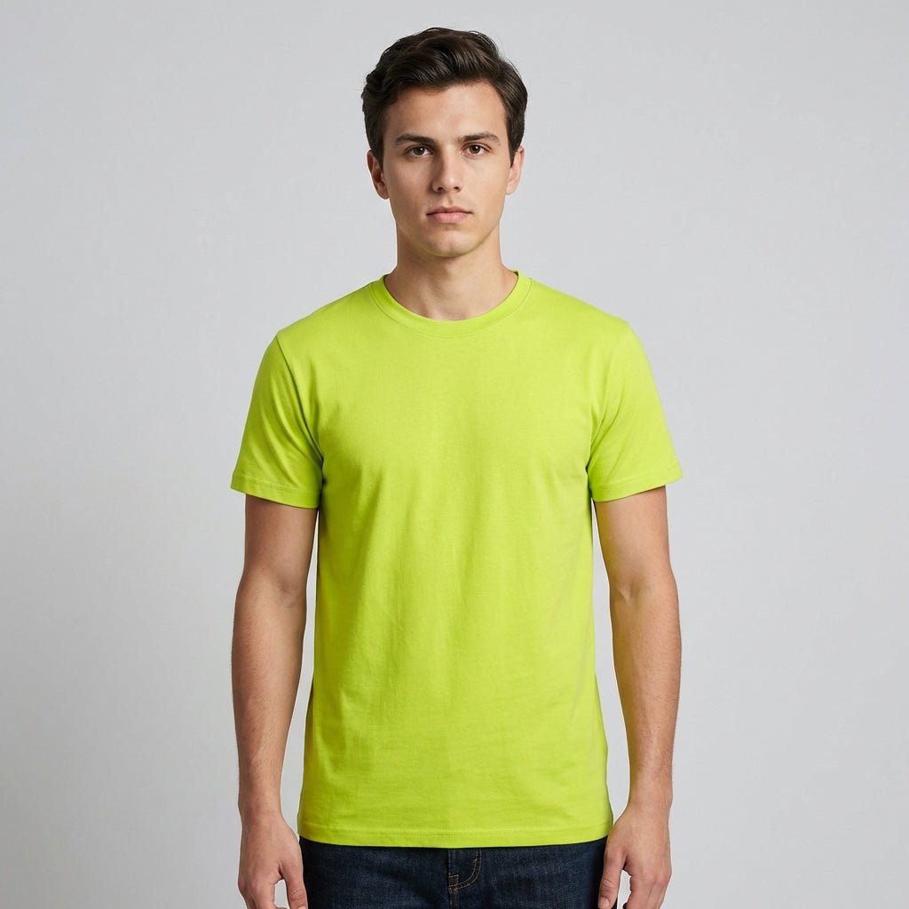 Parrot Green Plain Round Neck Tshirt - Teestra