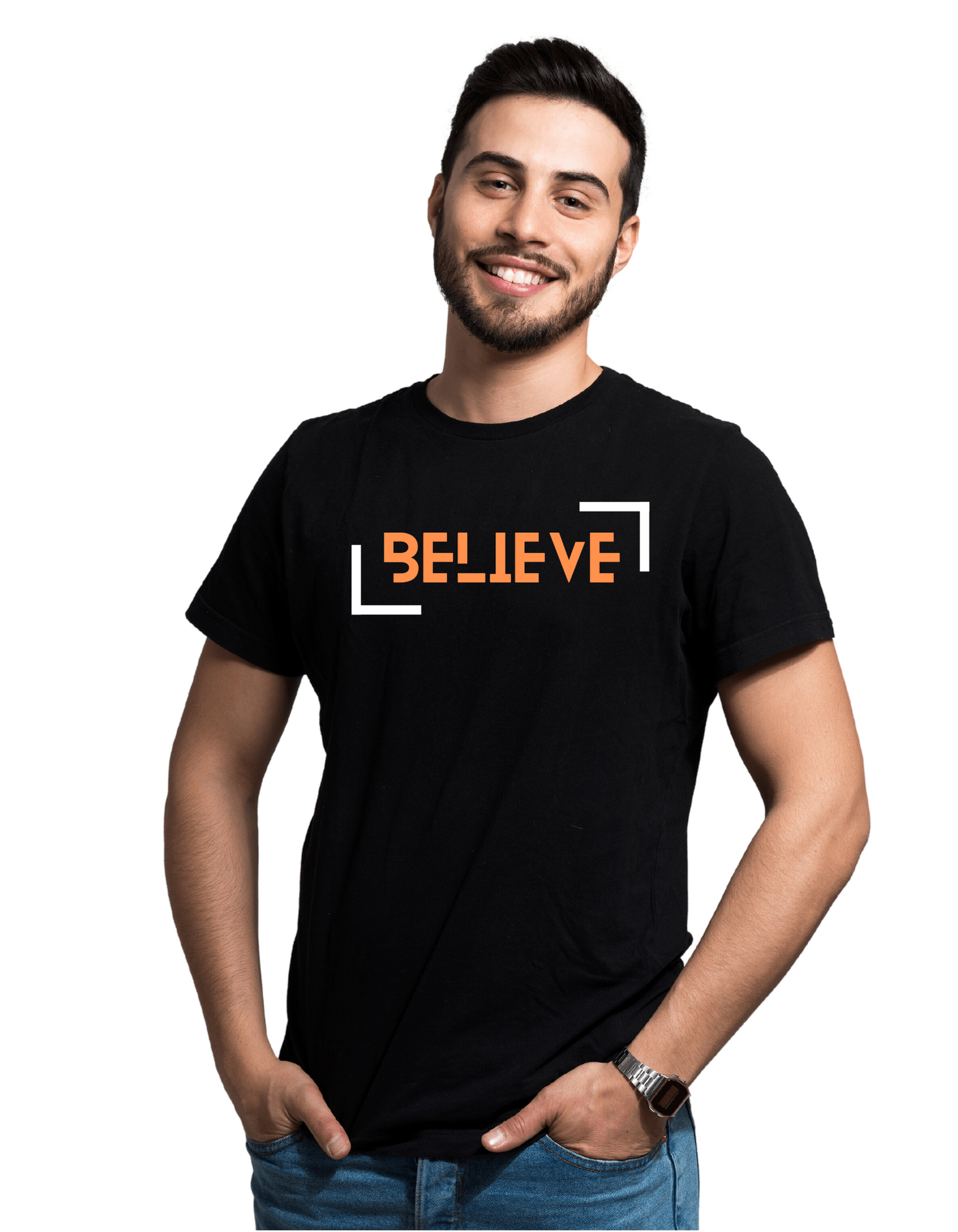 PRINTED ROUND | MEN | BLACK | BELIEVE - Teestra