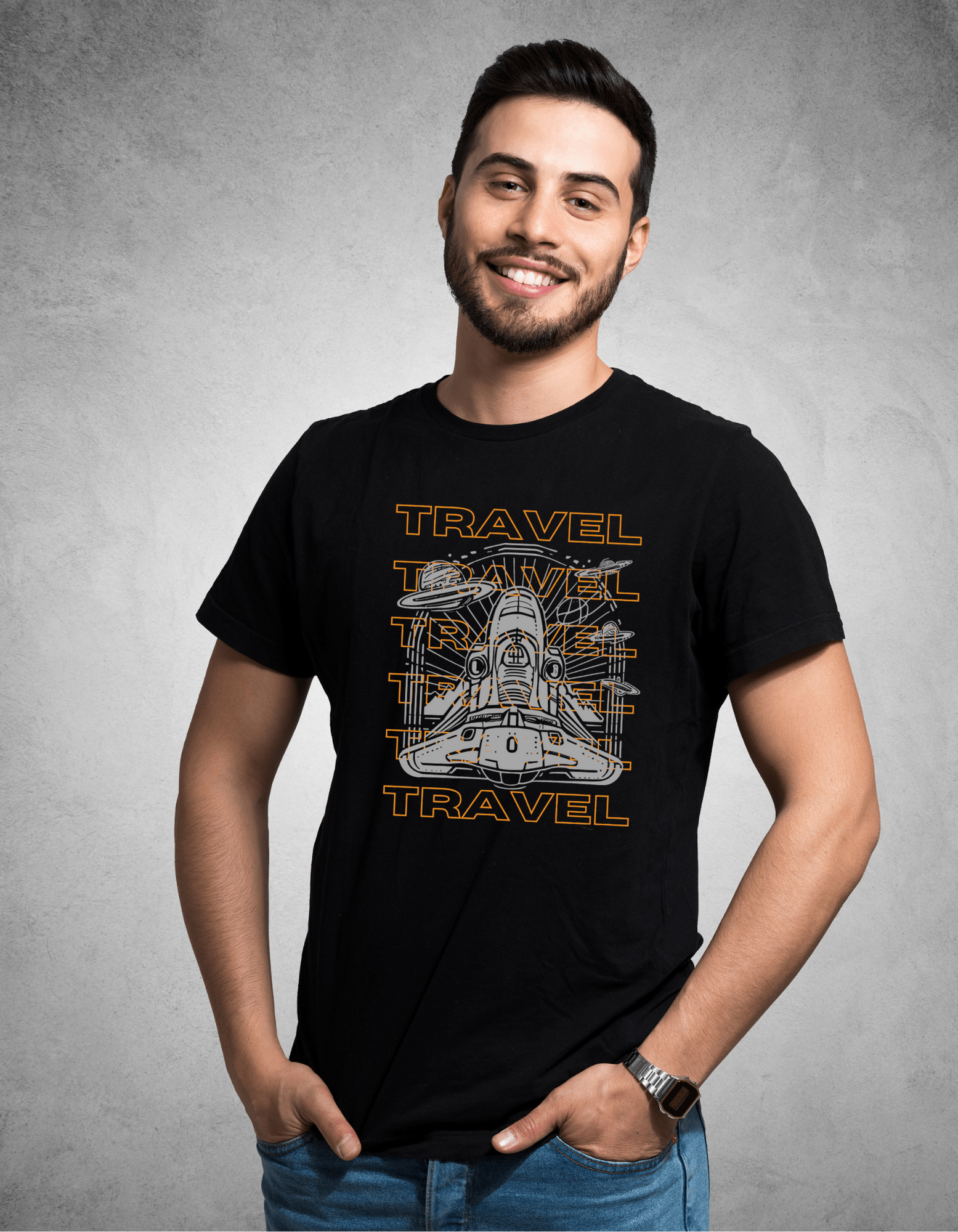 PRINTED ROUND | MEN | BLACK | SPACE - Teestra
