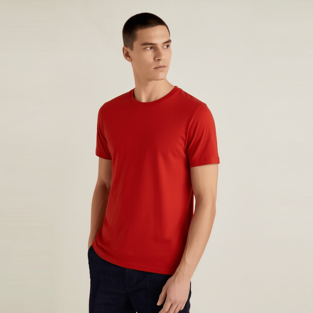 Red Plain Round Neck Tshirt - Teestra
