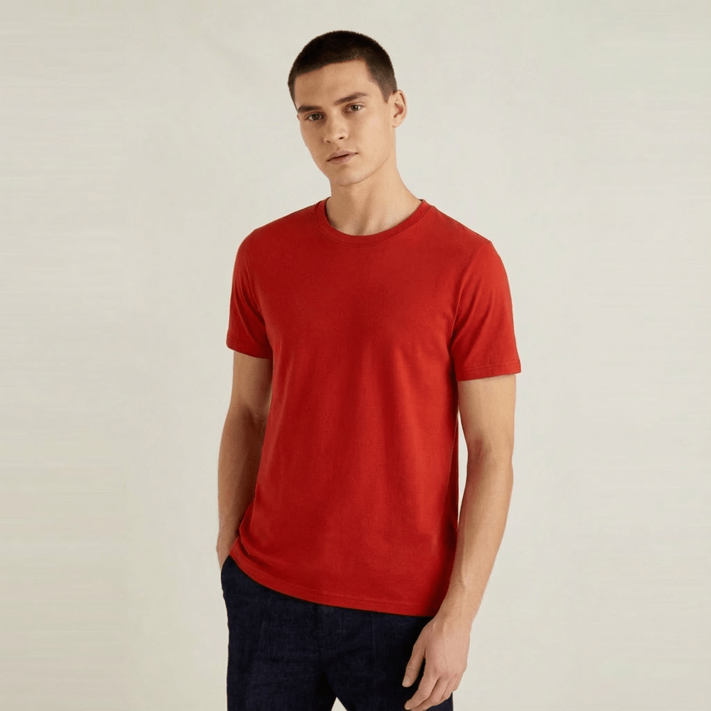 Red Plain Round Neck Tshirt - Teestra