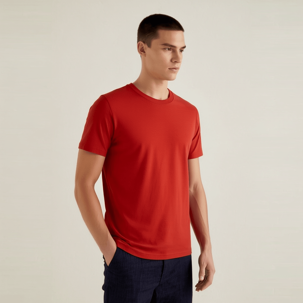 Red Plain Round Neck Tshirt - Teestra